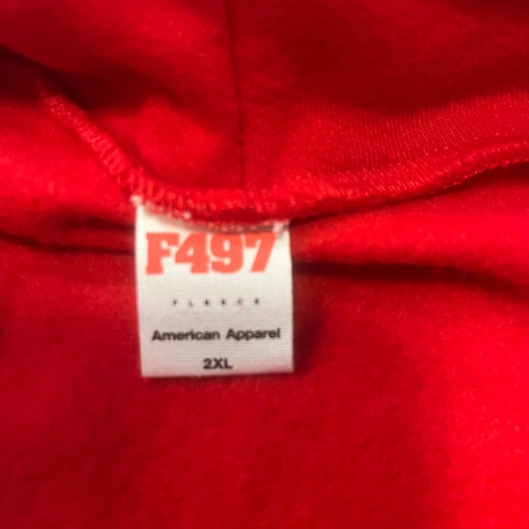 American Apparel F497 Fleece Men’s Red Full Zip Up Hoodie - Picture 5 of 5